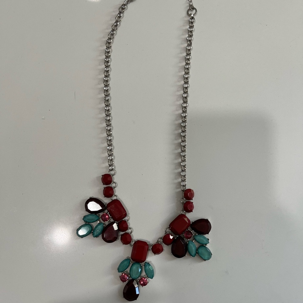 Red and blue statement necklace